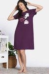 Zivame Farm Lore Knit Cotton Night Dress - Blackberry Wine — thumbnail 4